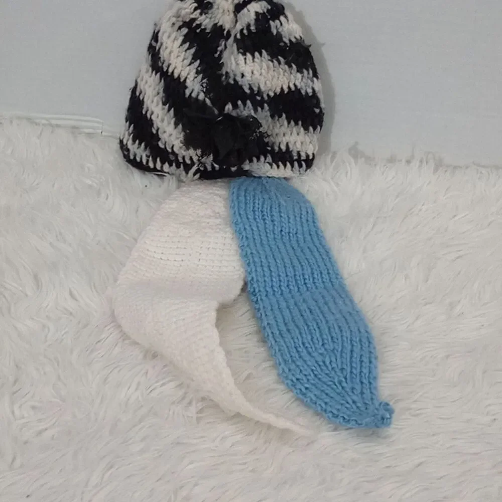Winter girl bundle black/white hat and blue white  headbands